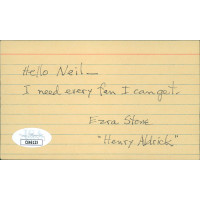 Ezra Stone Actor Director Signed 3x5 Index Card JSA Authenticated Personalized