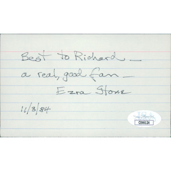 Ezra Stone Actor Director Signed 3x5 Index Card JSA Authenticated Personalized Ezra Stone Actor Director Signed 3x5 Index Card JSA Authenticated Personalized