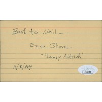 Ezra Stone Actor Director Signed 3x5 Index Card JSA Authenticated Personalized