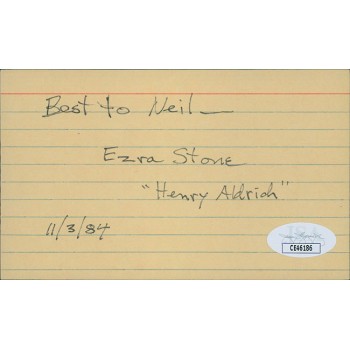 Ezra Stone Actor Director Signed 3x5 Index Card JSA Authenticated Personalized