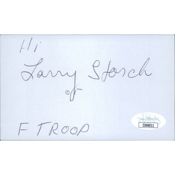 Larry Storch Actor Signed 3x5 Index Card JSA Authenticated F Troop