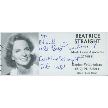 Beatrice Straight Actress Signed 2x4.5 Directory Cut JSA Authenticated