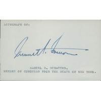 Samuel Stratton New York Congressman Signed 3x5 Index Card JSA Authenticated