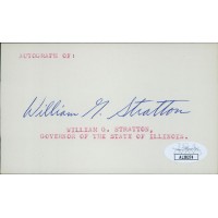 William Stratton Illinois Governor Signed 3x5 Index Card JSA Authenticated