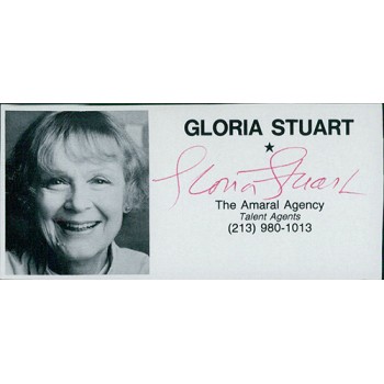 Gloria Stuart Actress Signed 2x4 Directory Cut JSA Authenticated