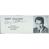 Barry Sullivan Actor Signed 2x5 Directory Cut JSA Authenticated