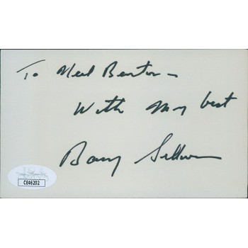 Barry Sullivan Actor Signed 3x5 Index Card JSA Authenticated Personalized