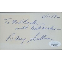 Barry Sullivan Actor Signed 3x5 Index Card JSA Authenticated Personalized