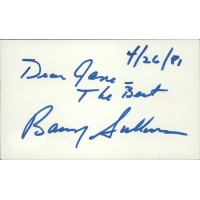 Barry Sullivan Actor Signed 3x5 Index Card JSA Authenticated Personalized Barry Sullivan Actor Signed 3x5 Index Card JSA Authenticated Personalized