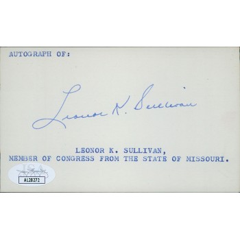 Leonor Sullivan Missouri Congresswoman Signed 3x5 Index Card JSA Authenticated