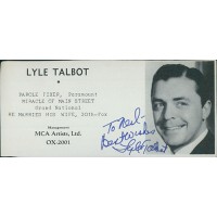 Lyle Talbot Actor Signed 2.5x5 Directory Cut JSA Authenticated