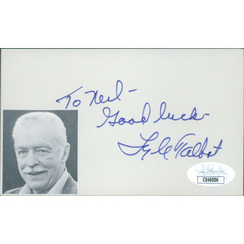 Lyle Talbot Actor Signed 3x5 Index Card JSA Authenticated Personalized