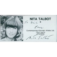 Nita Talbot Actress Signed 2x4 Directory Cut JSA Authenticated