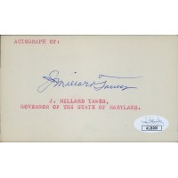 J. Millard Tawes Maryland Governor Signed 3x5 Index Card JSA Authenticated