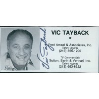 Vic Tayback Actor Signed 2x4 Directory Cut JSA Authenticated