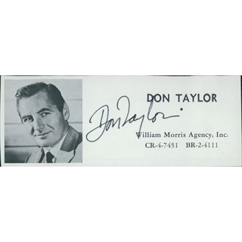 Don Taylor Actor Director Signed 2x4.5 Directory Cut JSA Authenticated
