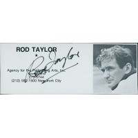 Rod Taylor Actor Signed 2x5 Directory Cut JSA Authenticated
