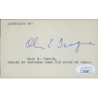 Olin Teague Texas Congressmen Signed 3x5 Index Card JSA Authenticated