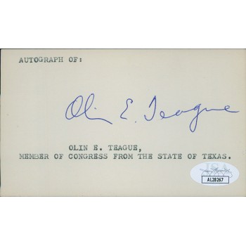 Olin Teague Texas Congressmen Signed 3x5 Index Card JSA Authenticated