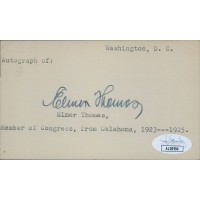 Elmer Thomas Oklahoma Congressman Senator Signed 3x5 Index Card JSA Authentic