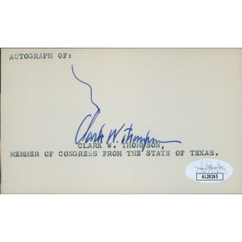Clark W. Thompson Texas Senator Signed 3x5 Index Card JSA Authenticated