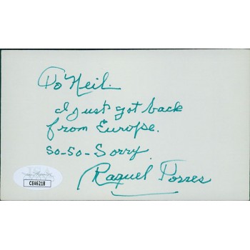 Raquel Torres Actress Signed 3x5 Index Card JSA Authenticated Personalized