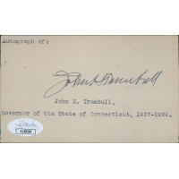John Trumbull Connecticut Governor Signed 3x5 Index Card JSA Authenticated