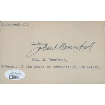 John Trumbull Connecticut Governor Signed 3x5 Index Card JSA Authenticated