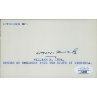 William Tuck Virginia Governor Congressman Signed 3x5 Index Card JSA Authentic