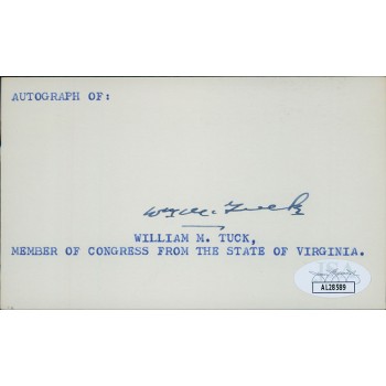 William Tuck Virginia Governor Congressman Signed 3x5 Index Card JSA Authentic