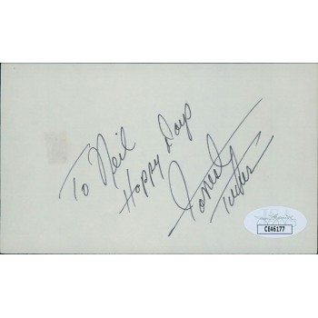 Forrest Tucker Actor Signed 3x5 Index Card JSA Authenticated Personalized