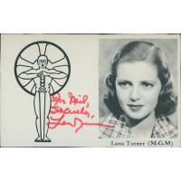 Lana Turner Actress Signed 2.5x4 Directory Cut JSA Authenticated