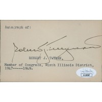 Robert Twyman Illinois Congressman Signed 3x5 Index Card JSA Authenticated