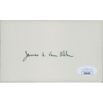 James Van Allen Space Scientist Signed 3x5 Index Card JSA Authenticated