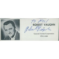 Robert Vaughn Actor Signed 2x5 Directory Cut JSA Authenticated