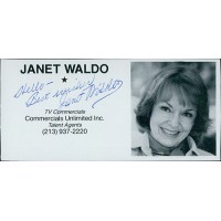 Janet Waldo Actress Signed 2x4 Directory Cut JSA Authenticated
