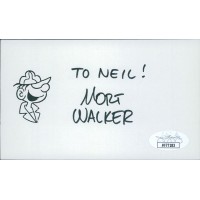 Mort Walker Cartoonist Signed 3x5 Index Card JSA Authenticated