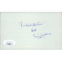 Irving Wallace Author Screenwriter Signed 3x5 Index Card JSA Authenticated Irving Wallace Author Screenwriter Signed 3x5 Index Card JSA Authenticated