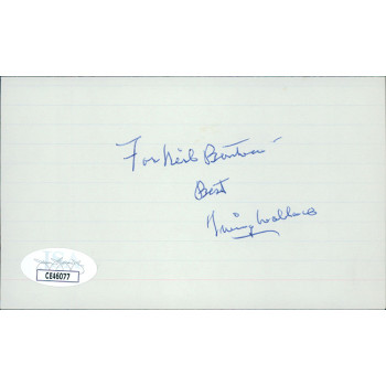 Irving Wallace Author Screenwriter Signed 3x5 Index Card JSA Authenticated