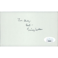 Irving Wallace Author Screenwriter Signed 3x5 Index Card JSA Authenticated