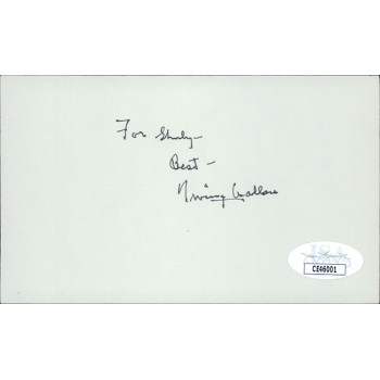Irving Wallace Author Screenwriter Signed 3x5 Index Card JSA Authenticated Irving Wallace Author Screenwriter Signed 3x5 Index Card JSA Authenticated