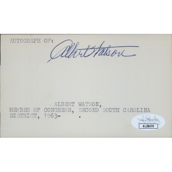 Albert Watson South Carolina Congressman Signed 3x5 Index Card JSA Authenticated