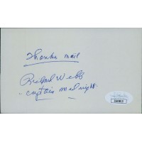 Richard Webb Captain Midnight Actor Signed 3x5 Index Card JSA Authenticated