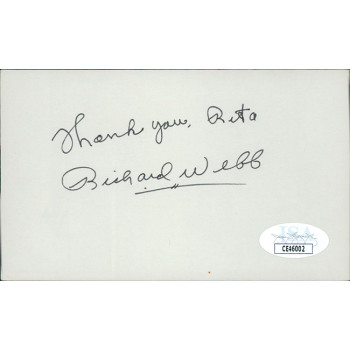 Richard Webb Captain Midnight Actor Signed 3x5 Index Card JSA Authenticated Richard Webb Captain Midnight Actor Signed 3x5 Index Card JSA Authenticated