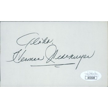 Herman Wedemeyer Hawaii Five-O Signed 3x5 Index Card JSA Authenticated