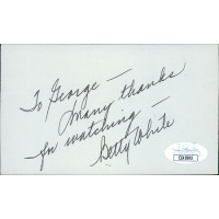 Betty White Actress Signed 3x5 Index Card JSA Authenticated Personalized