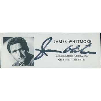 James Whitmore Actor Signed 2x5 Directory Cut JSA Authenticated