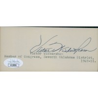 Victor Wickersham Oklahoma Congressman Signed 2.25x5 Index Card JSA Authentic