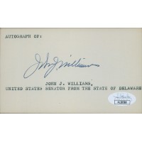 John J. Williams Delaware Senator Signed 3x5 Index Card JSA Authenticated