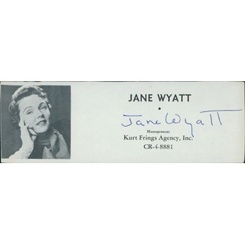 Jane Wyatt Actress Signed 2x5.5 Directory Cut JSA Authenticated